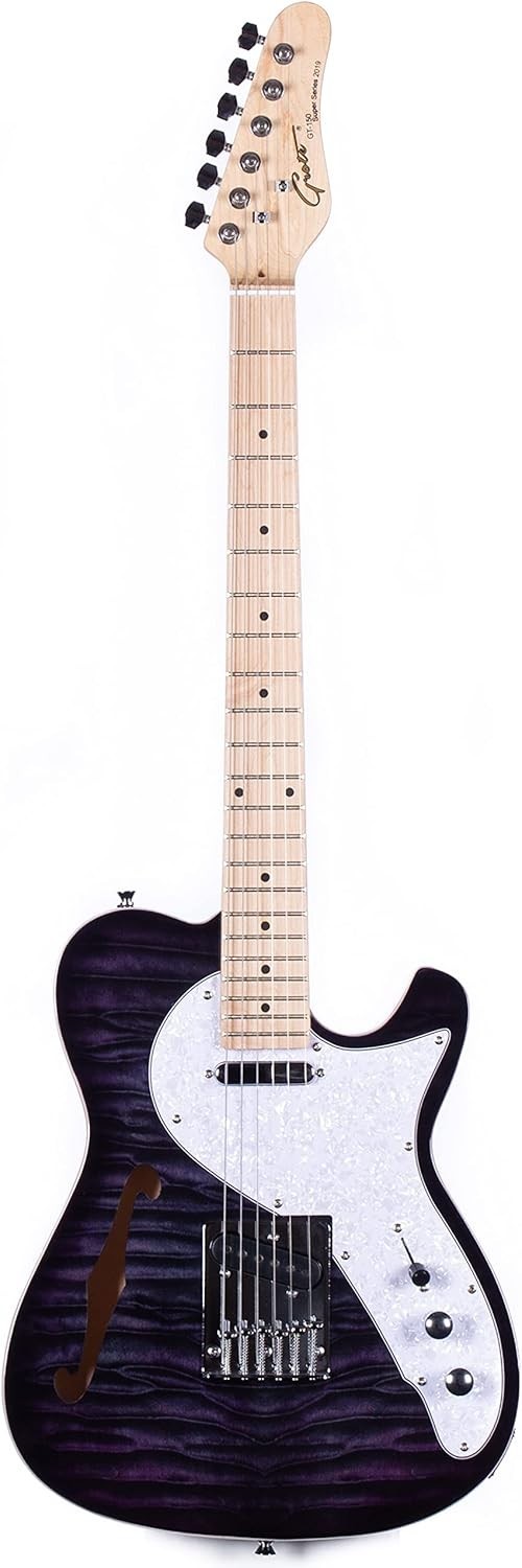 Semi-Hollow Body Electric Guitar, F-Hole Design, Maple Neck