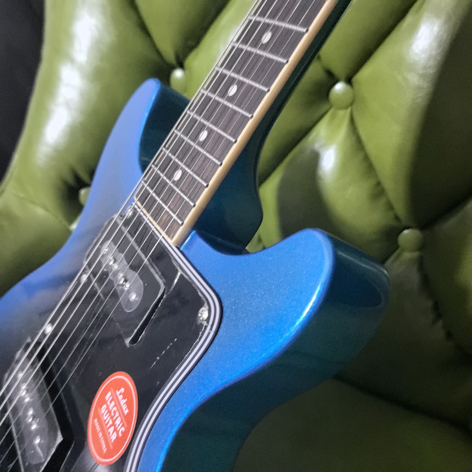 Unbrand Blue Burst Electric Guitar dual cut P90 Pickup Multi-Ply Black Pickguard