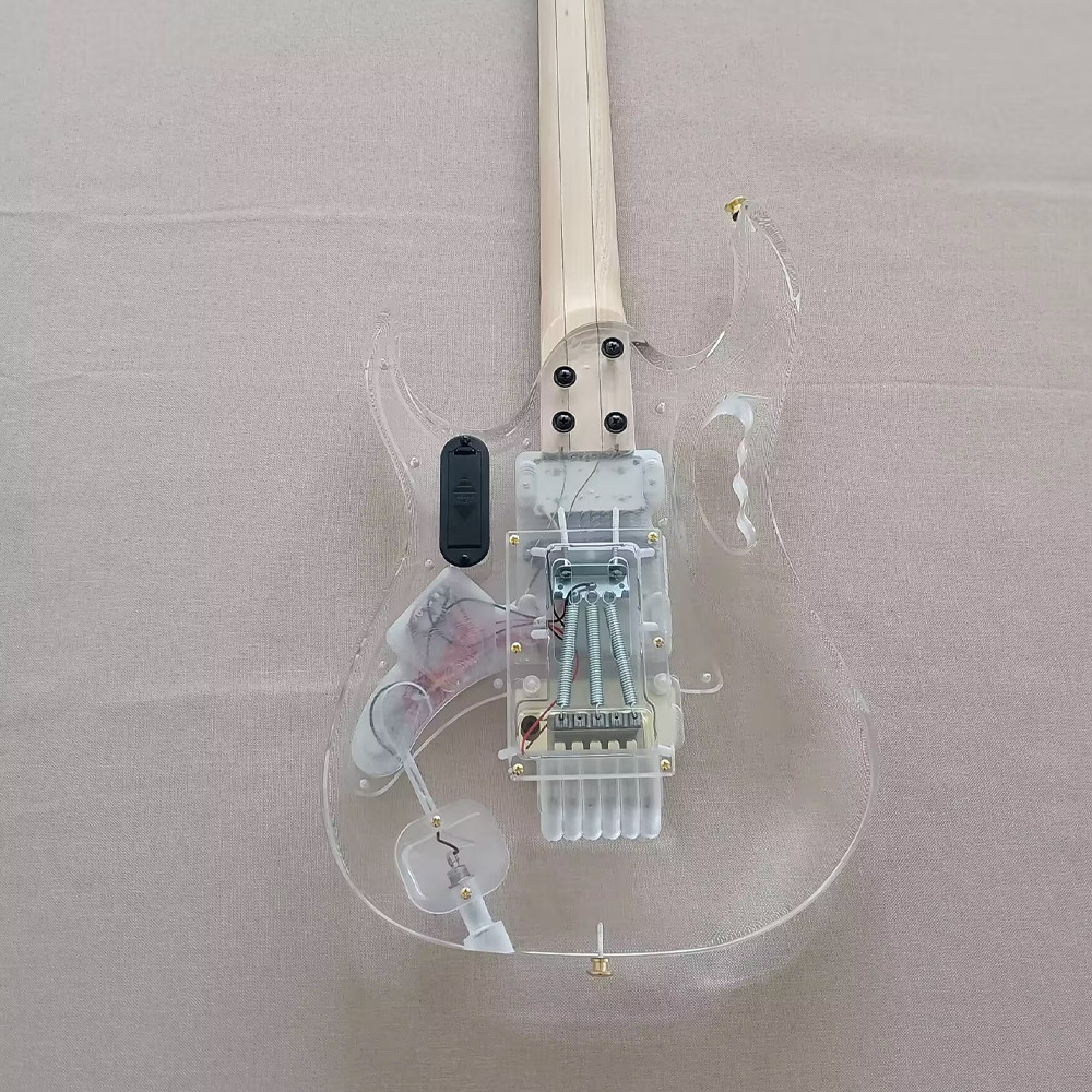 Acrylic Electric Guitar Crystal Transparent Guitar Rosewood Fretboard Blue Light