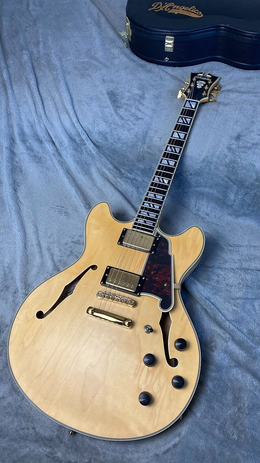 D’Angelico Deluxe DC Semi-hollowbody Electric Guitar – Satin Honey – full size
