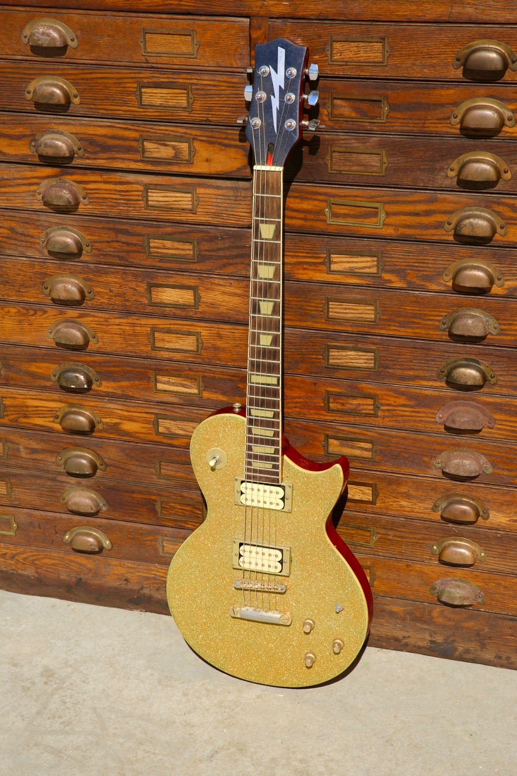 Vintage Electric Guitar gold metal flake sparkle custom Japan 6 String 60s 70s