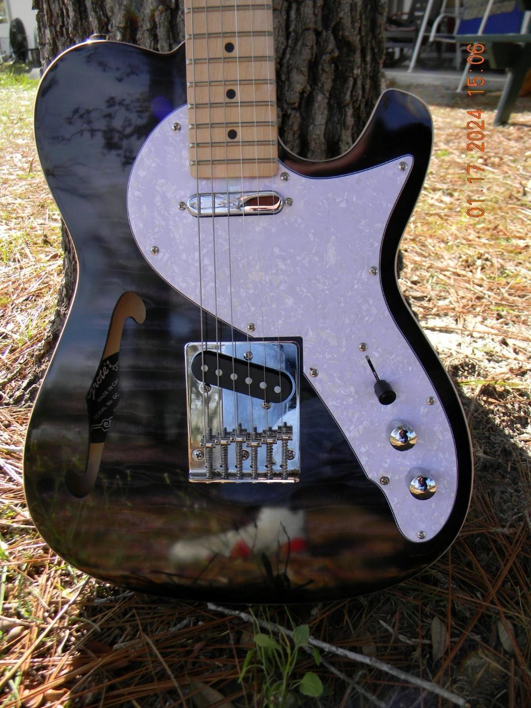 Grote GT-150 Super Series Semi Hollow F Hole Flame Top Electric Guitar, Nice