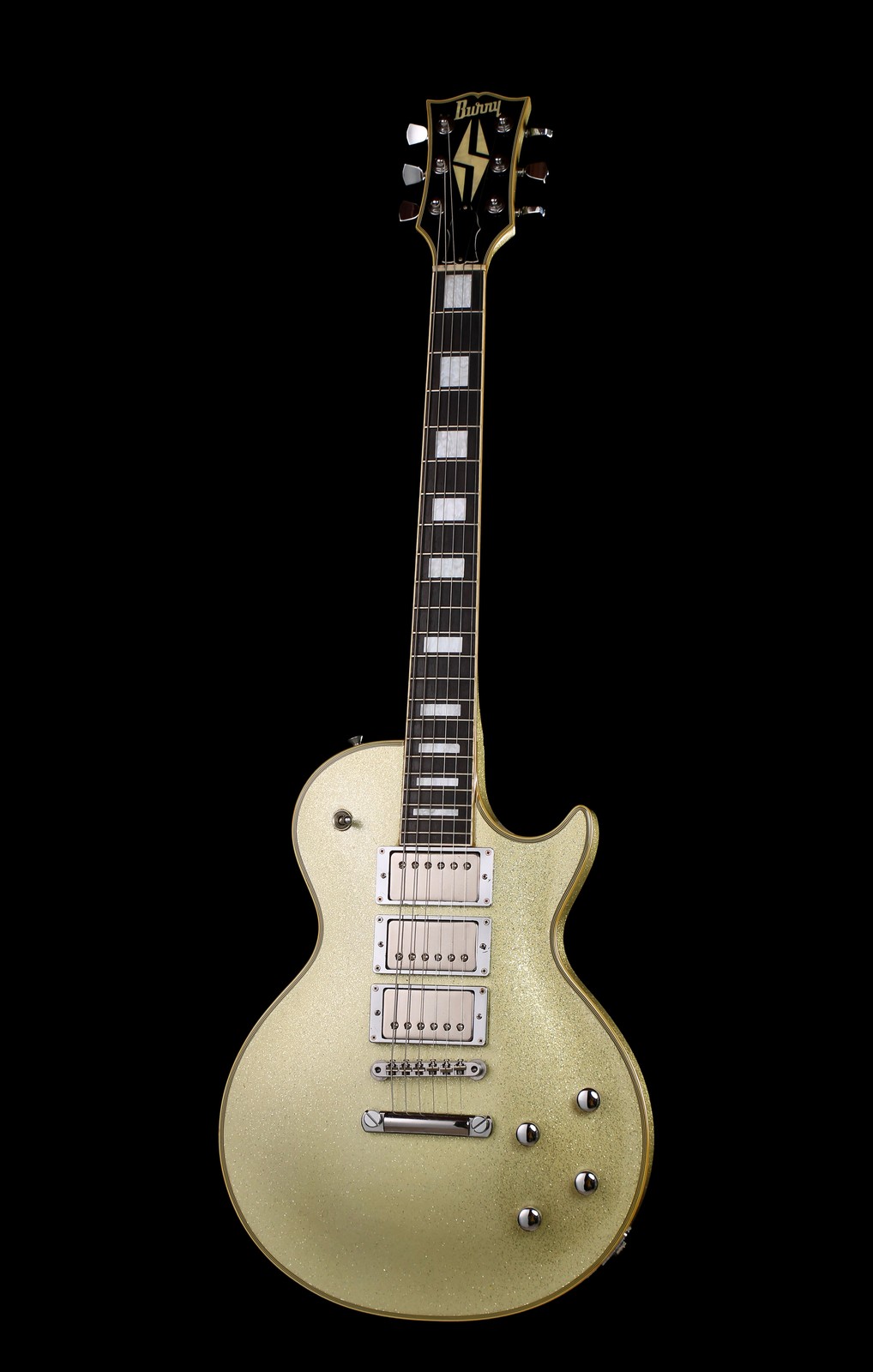 Burny RLC SLSP Les Paul Custom 3-Humbucker Silver Sparkle