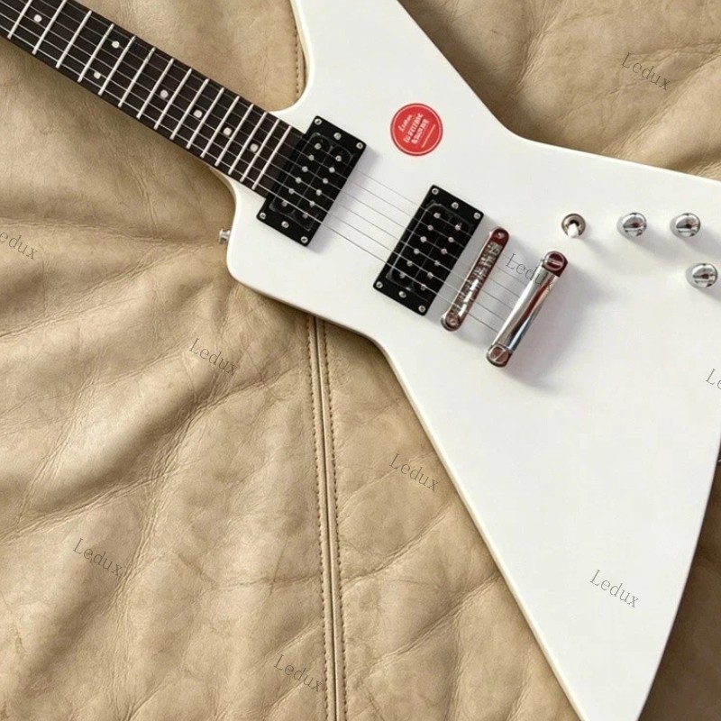 Ledux Solid Electric Guitar Rosewood Fingerboard Stainless Fret HH Pickup White