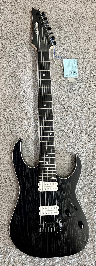 Ibanez Prestige 7-String Electric Guitar w/Case, Weathered Black RGR752AHBFWK