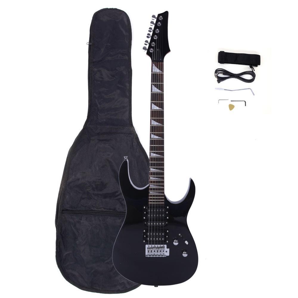 New Black Flame Type Maple Wood 24 Frets Beginner Electric Guitar Set