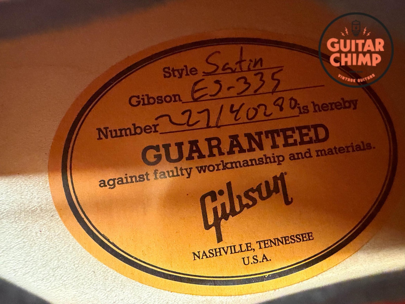 2024 Gibson ES-335 Satin Cherry OHSC Excellent 9.5/10 Rosewood Board 7lb 10oz