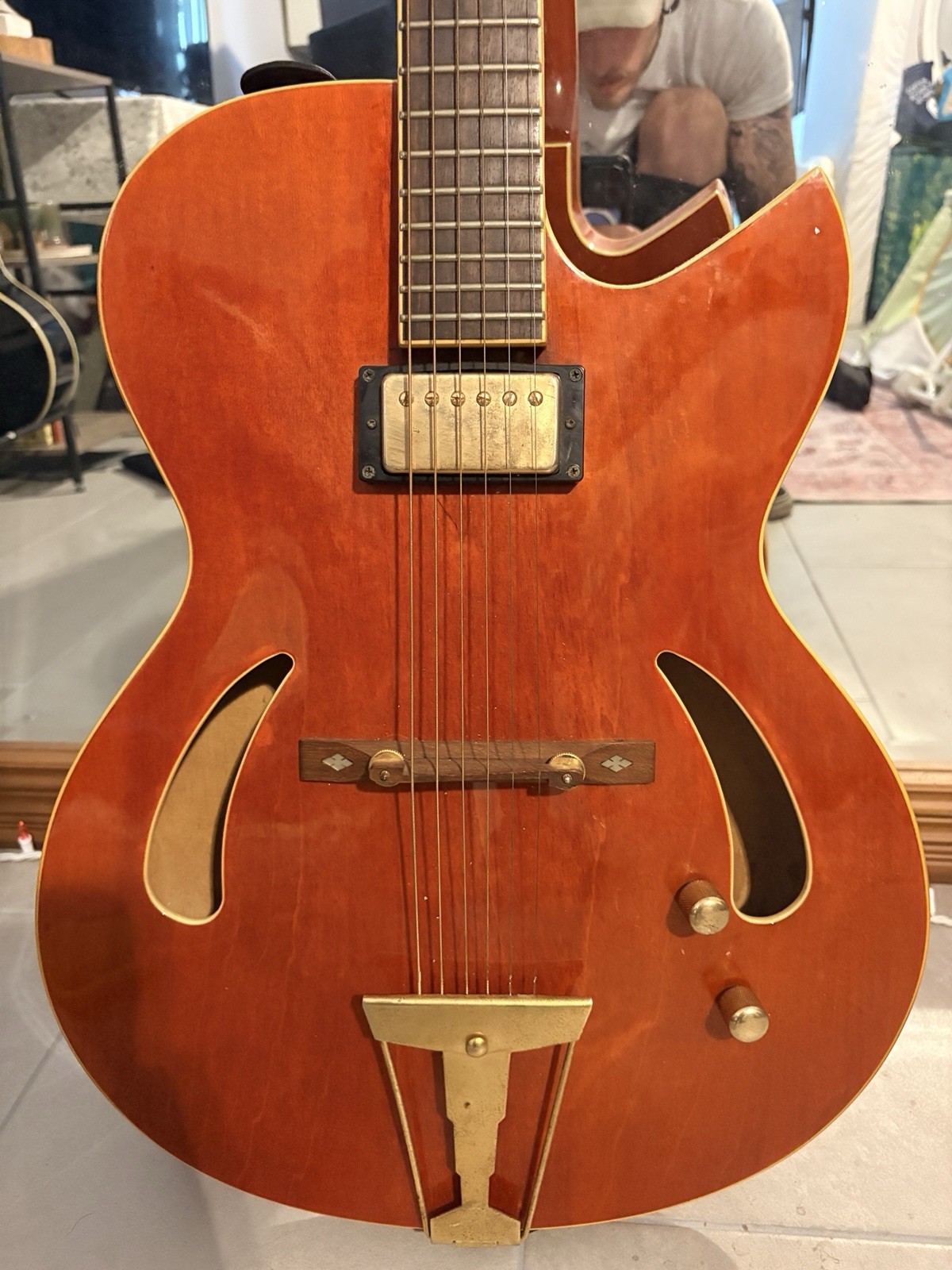 Cort Jazz Hollow Body Electric Guitar Brown 6 String Wood Body Gold Hardware