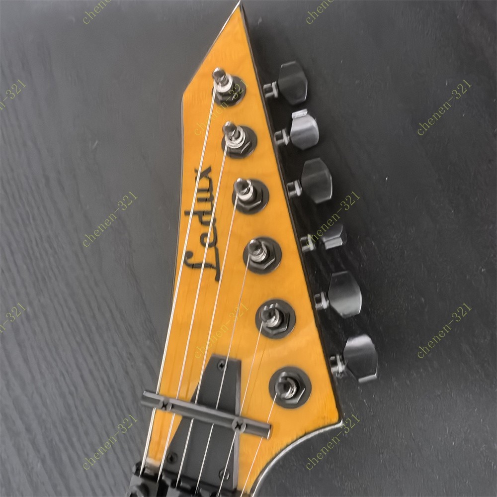 Ledux Solid Electric Guitar Stainless Fret FR Bridge Quilted Maple Top Yellow