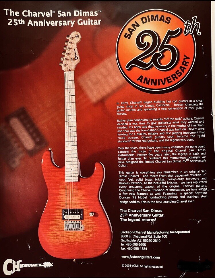 CHARVEL CUSTOM SHOP SAN DIMAS 25TH ANNIVERSARY 2004 CHERRY SUNBURST FLAME MINT++