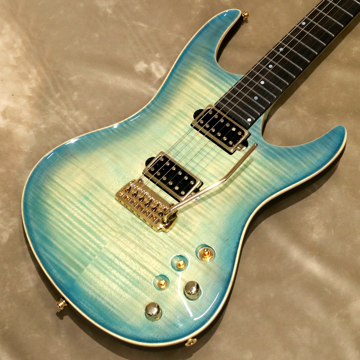 Valenti Guitars Nebula Carved Ice Blue Dark Burst Solid Body Electric Guitar