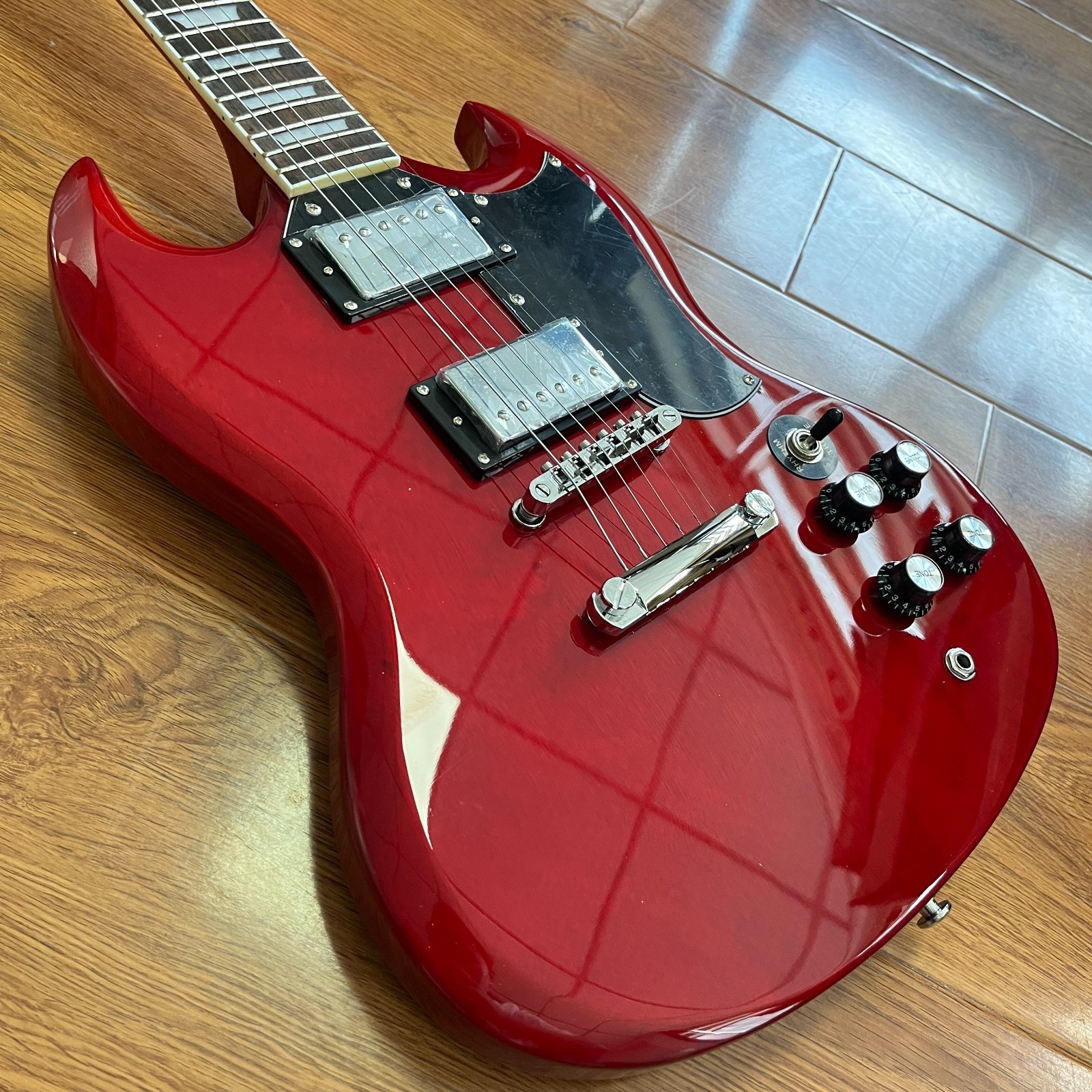 Custom Red SG Style Electric Guitar Rosewood Fingerboard Chrome Part