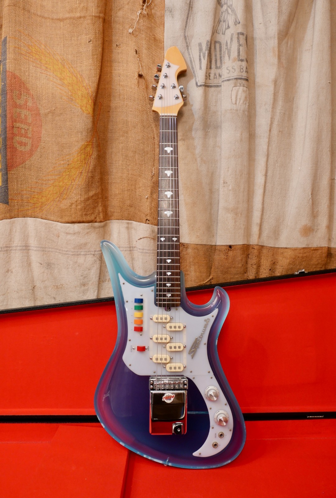 1990 Teisco Spectrum 5 Blue Acrylic w/OHSC