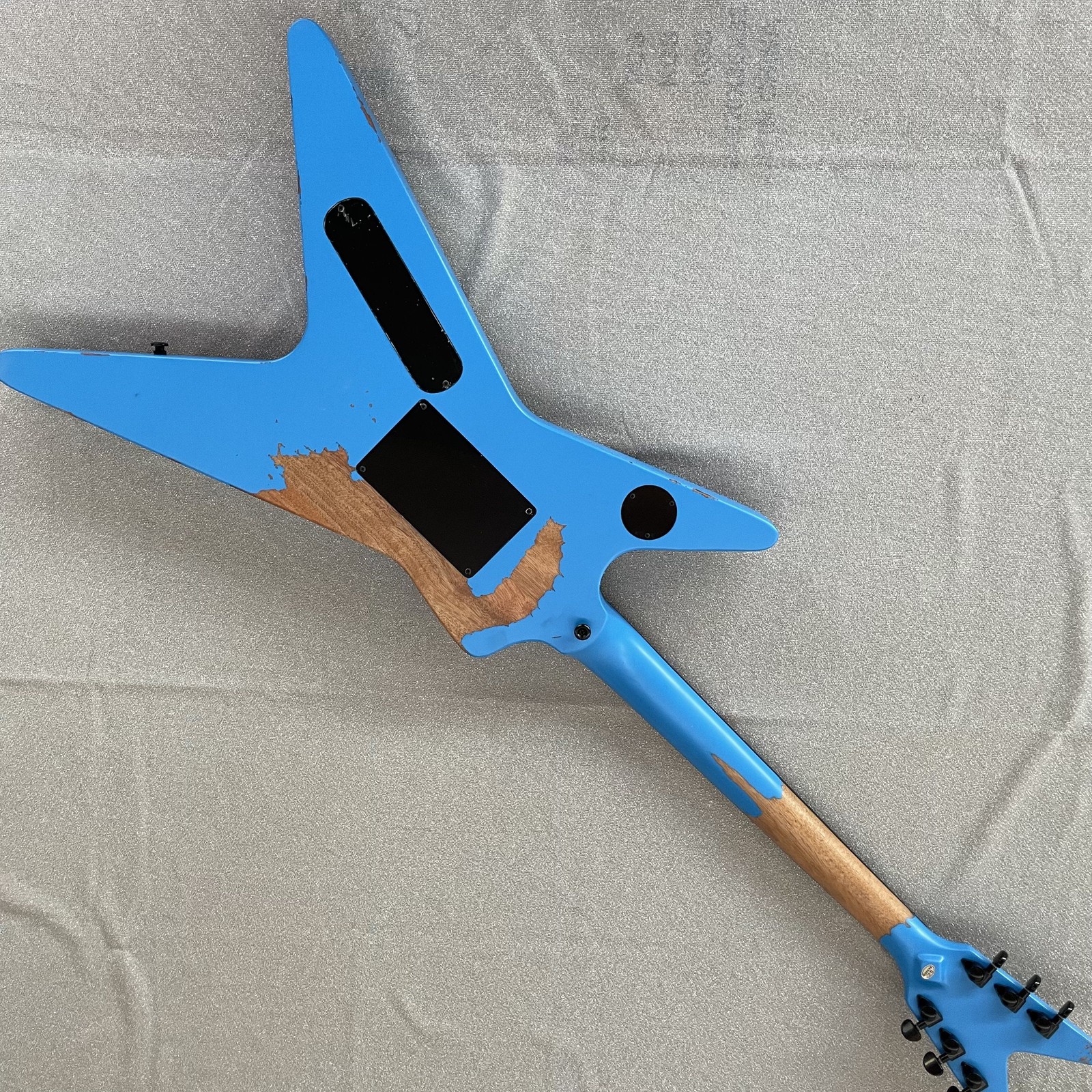 Aged blue Lightning Electric Guitar FR Bridge HH Pickups black part unique gift