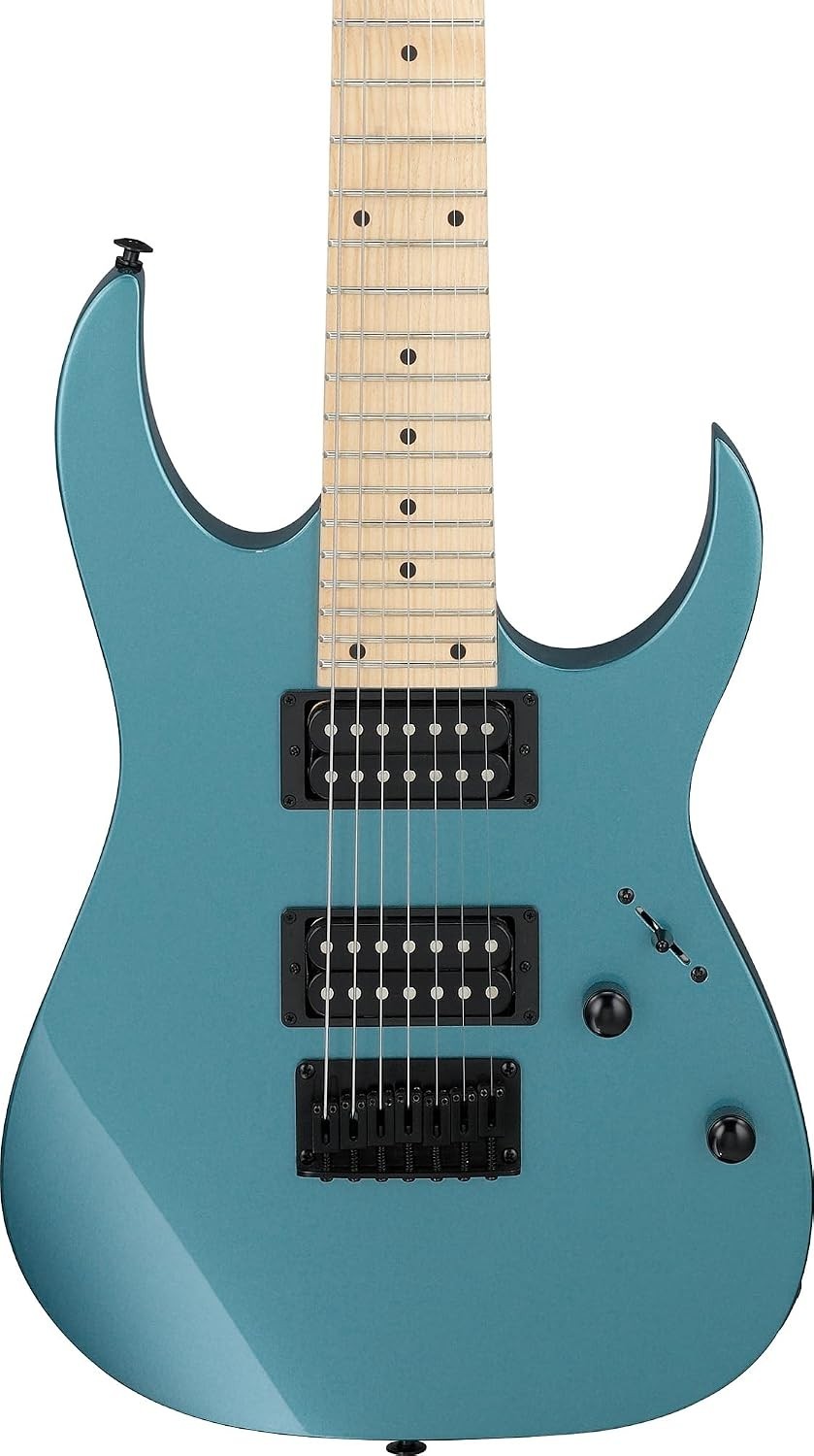 RG Gio 7-String Electrc Guitar – Metallic Light Blue Bundle with Gig Bag, Tun…