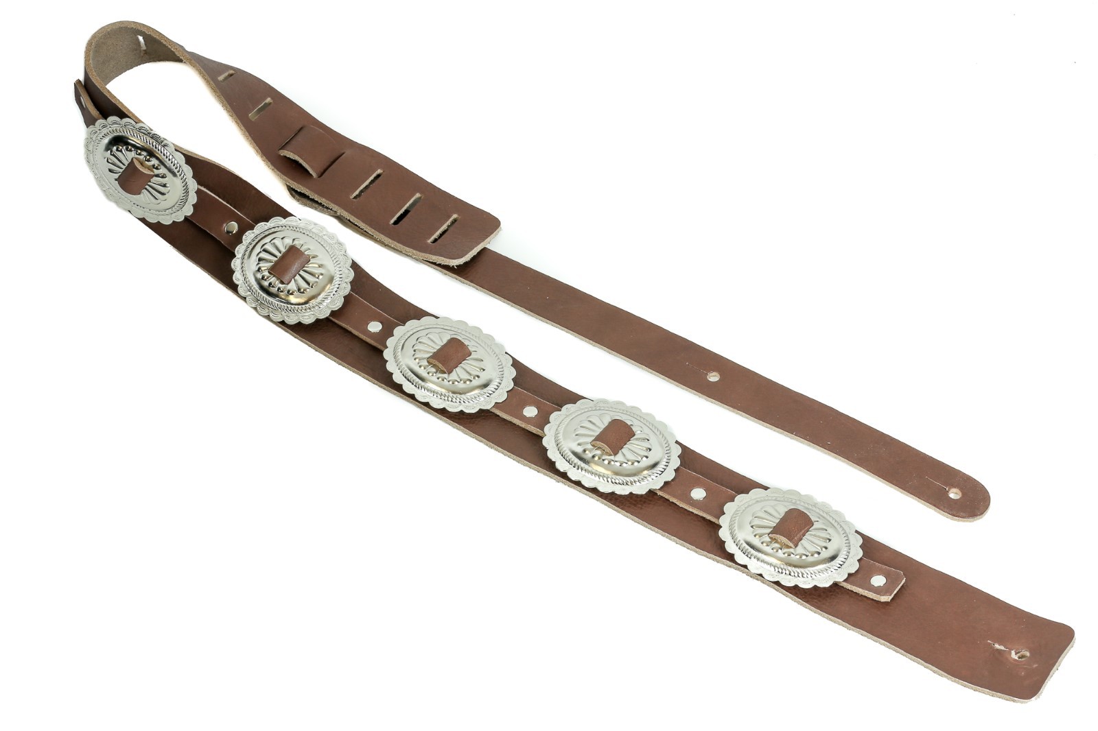Large Conch Guitar Strap Genuine Leather Guitar/Bass USA Handmade -Brown Saddle