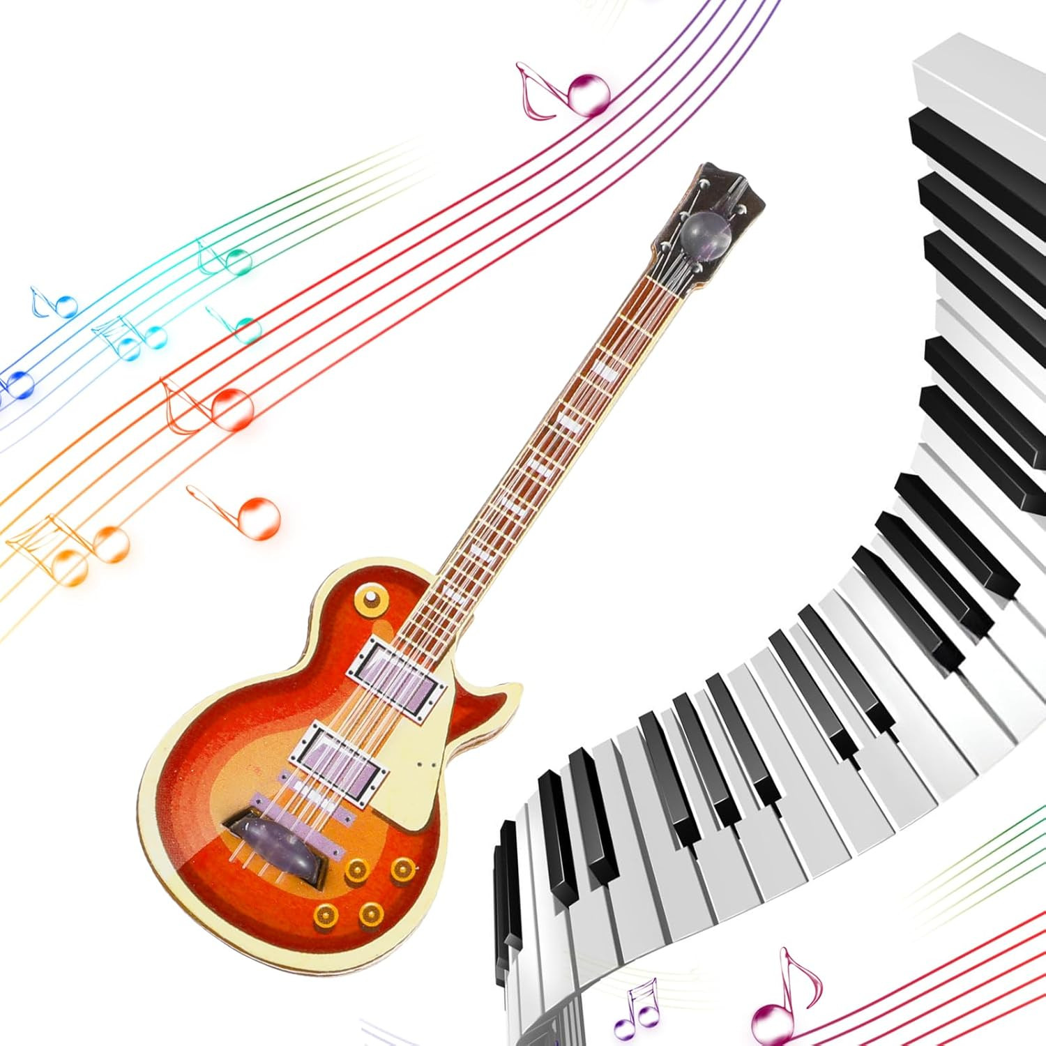 4Pcs Mini Electric Guitar & Bass Guitar Ornament, 1:12 Scale Wooden Miniature Mu