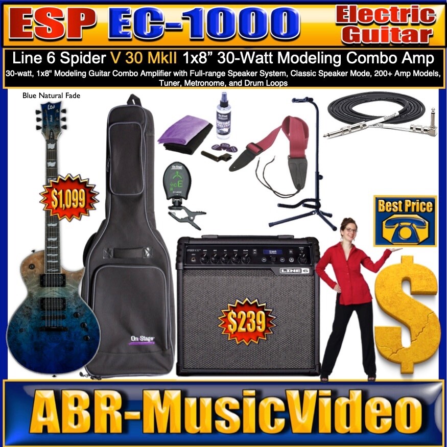 ESP LTD EC-1000T CTM 88 Electric Guitar (See Thru Black Cherry) LINE 6 V 30 MKII