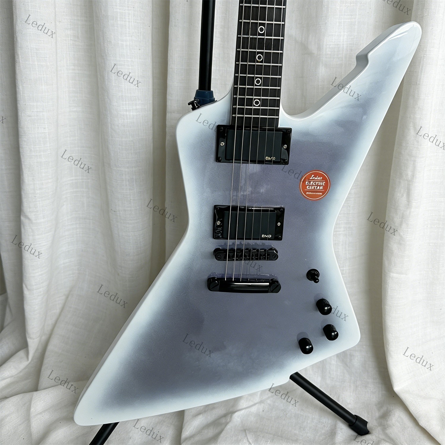 solid Explorer Electric Guitar Rounded fret Edge stainless Fret purple burst