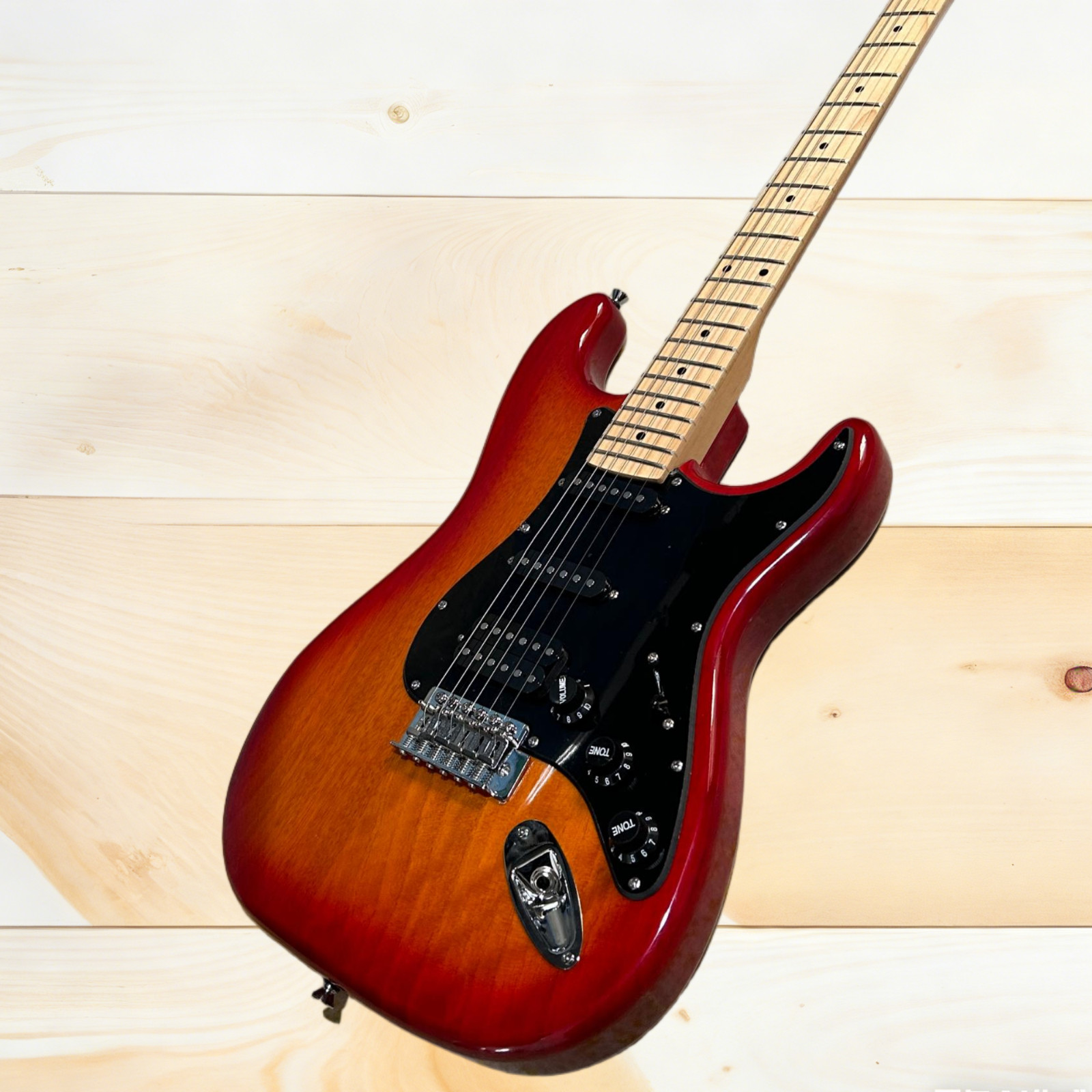 ST Electric Guitar Mahogany Body Maple Fretboard Cherry Sunburst Color 22 Frets