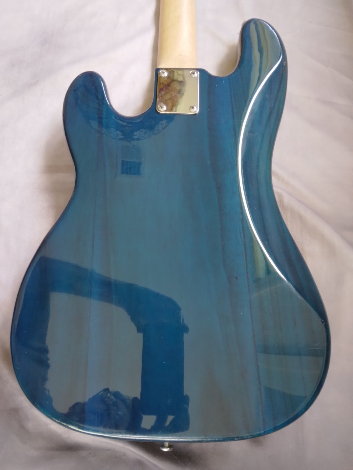 Classic Precision Bass Guitar Clone, Transparent Blue Gloss Finish, Full Scale