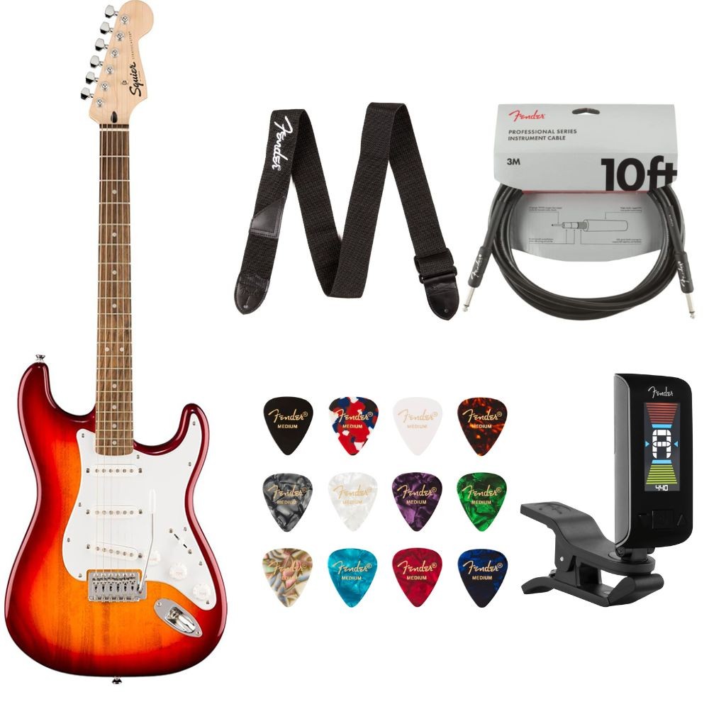 Fender Squier Sonic Stratocaster Sienna Sunburst Bundle w/ Strap Cable