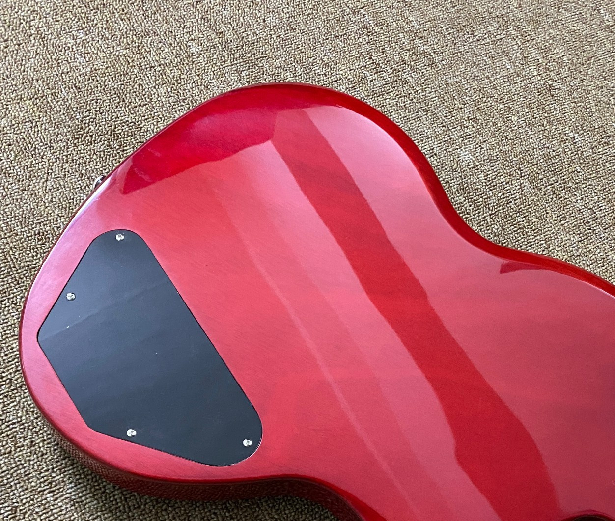 Glossy Left-Handed Electric Guitar Black Pickguard &Lightning Inlaid Fingerboard