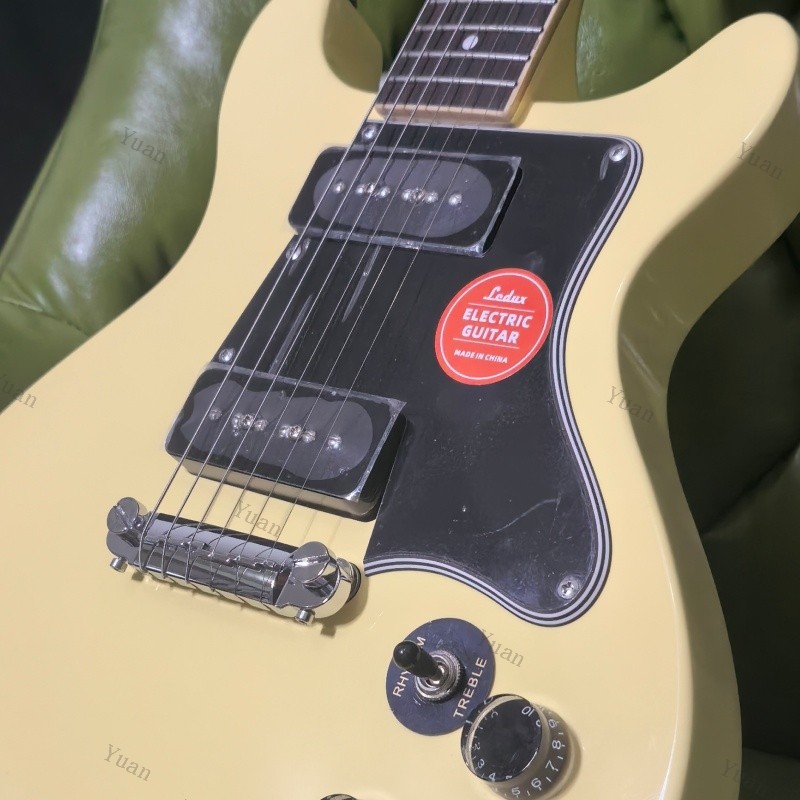 Solid Body Electric Guitar Daul P90 Pickcups Cream Yellow Multi-Ply Pickguard