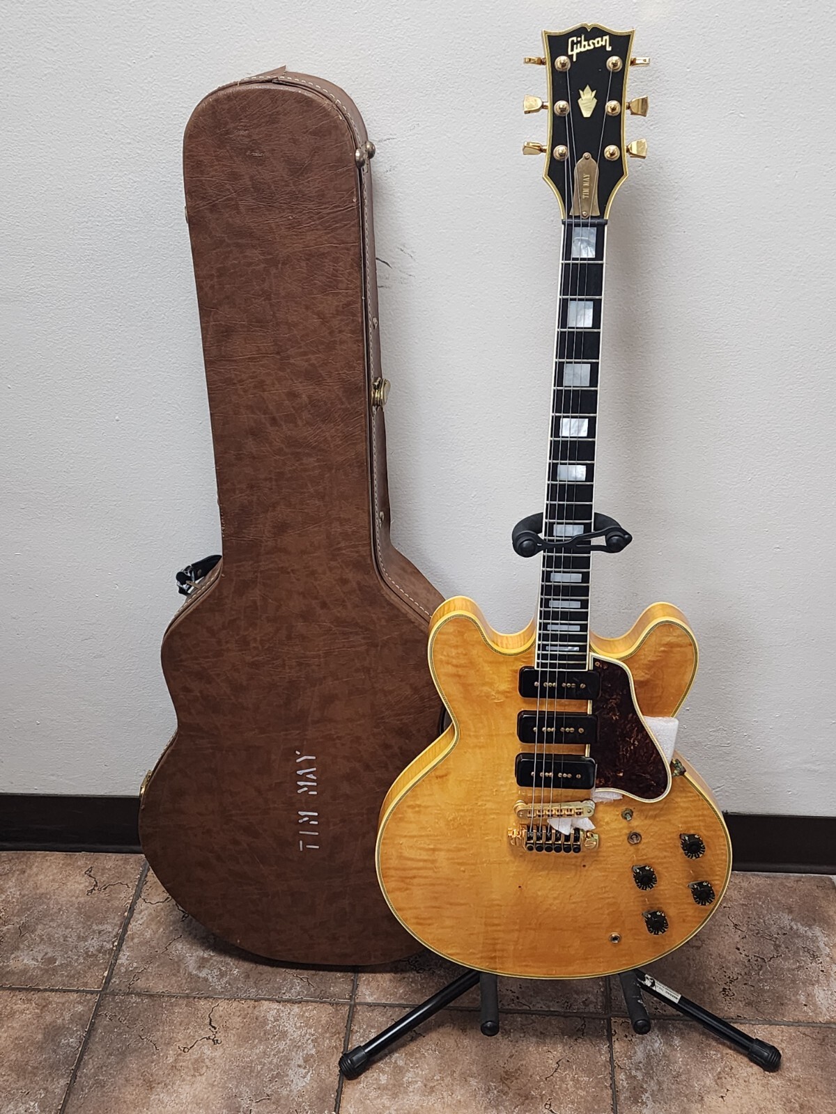 1984 Gibson ES-357 Figured Natural Semi-Hollow Tim May w/ Hard Case!