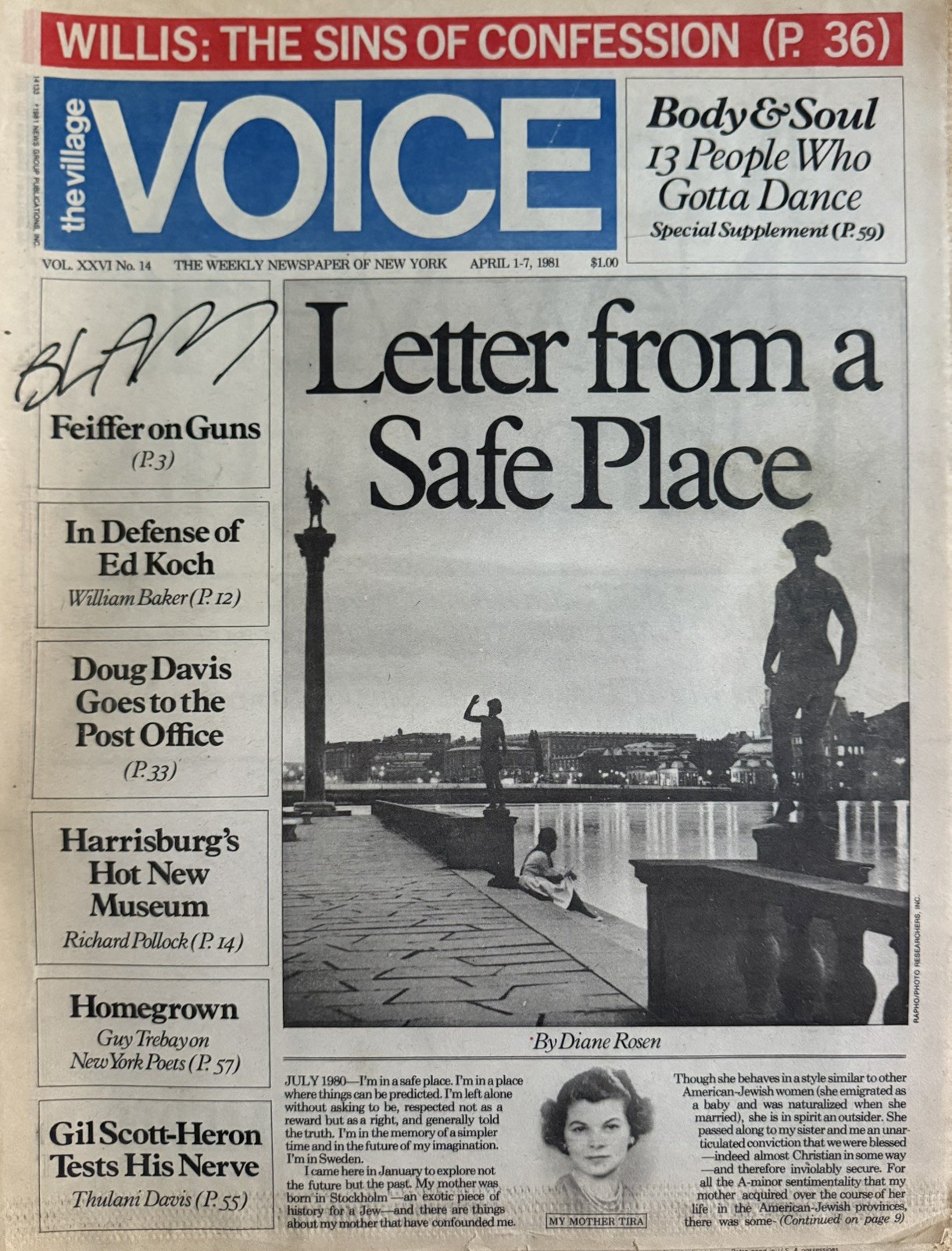 Village Voice 1981 Trump, Feiffer, Gil Scott-Heron, Hoffman, Burroughs,, D.O.A.
