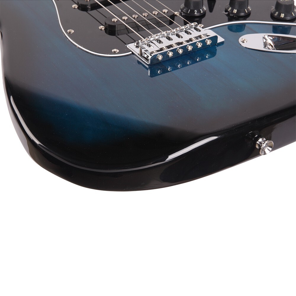 GST Electric Guitar Black Pickguard Navy Blue 6-String w/Strap Bag Amplifier Kit