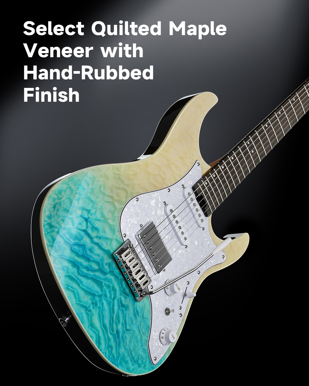 Donner DST-550 Electric Guitar HSS Seafoam Gradient With Gig Bag Tremolo Bar