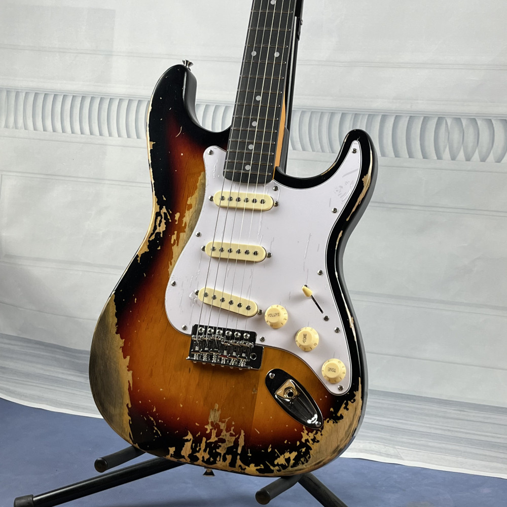 In stock Heavy Relics Sunburst Aged Electric Guitar Rosewood Fingerboard 21 fret