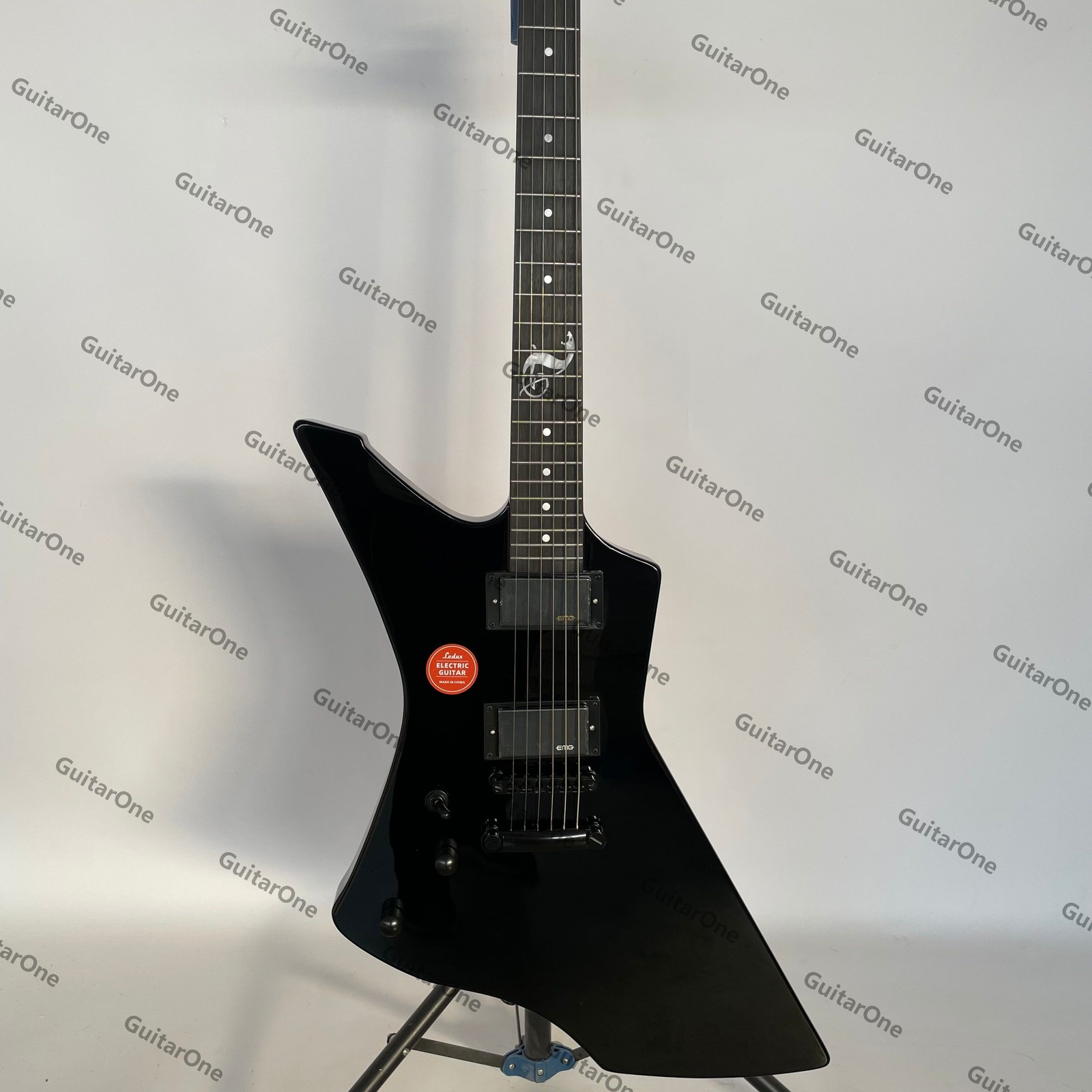Left-Handed Solid Electric Guitar Active SS Frets Black HW HH Pickups Gloss