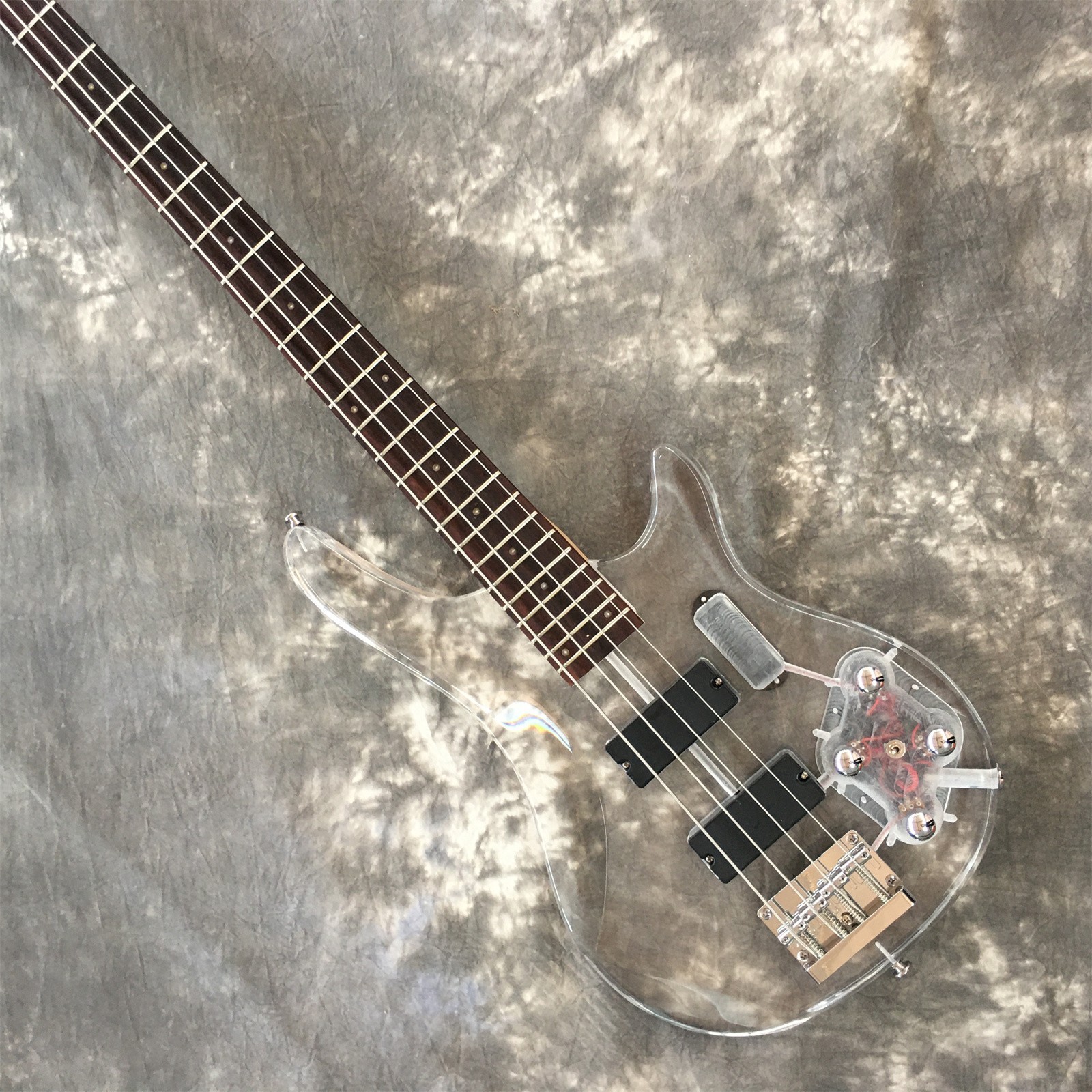 4 String Acrylic Body Electric Guitar Bass Chrome Hardware Rosewood Fretboard