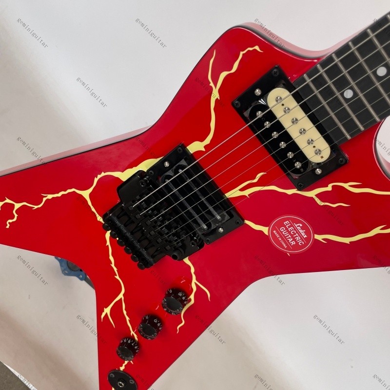solid Dimebag electric guitar red Lightning tremolo bridge Rounded fret Edge