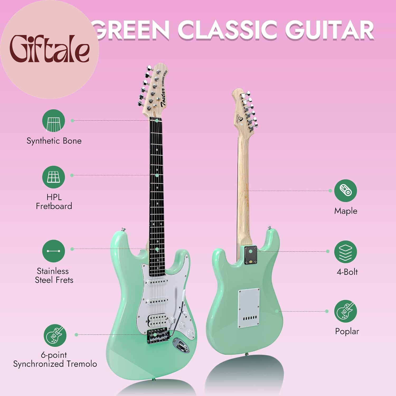 Beginner Electric Guitar with Amp Full Size Kit 6 String HSS Pickup with Gig Bag