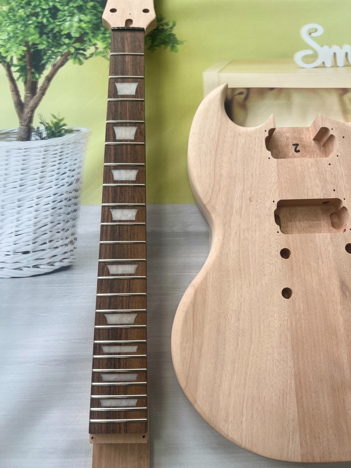 SG DIY Electric Guitar Kit Unfinished Maple Neck Rosewood Fretboard