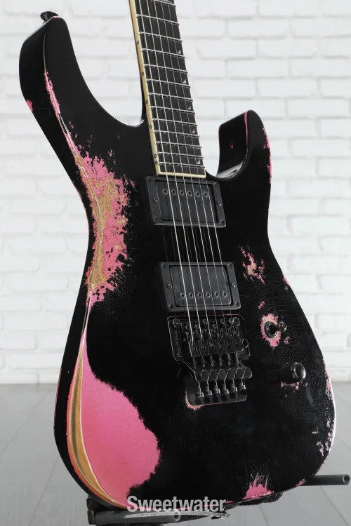 Jackson USA Tangent Series Soloist Electric Guitar – Black Over Platinum Pink,