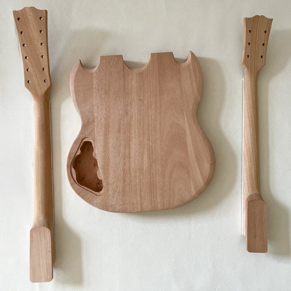 DIY Double Head Electric Guitar Kit Solid Mahogany Body 12&6 String