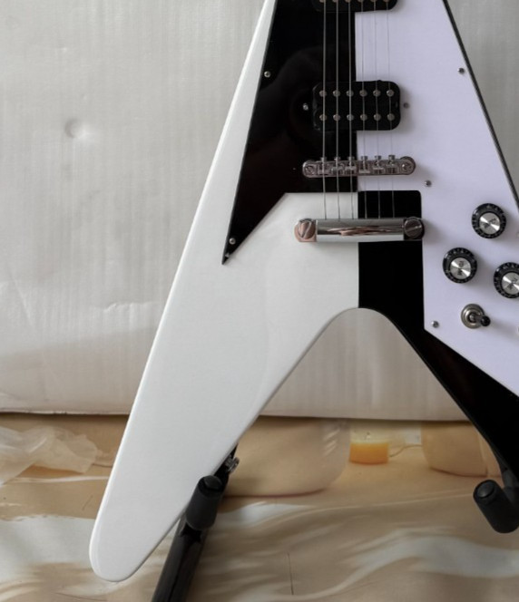 Electric Guitar, Black and White mahogany body HH pickups Chrome hardware