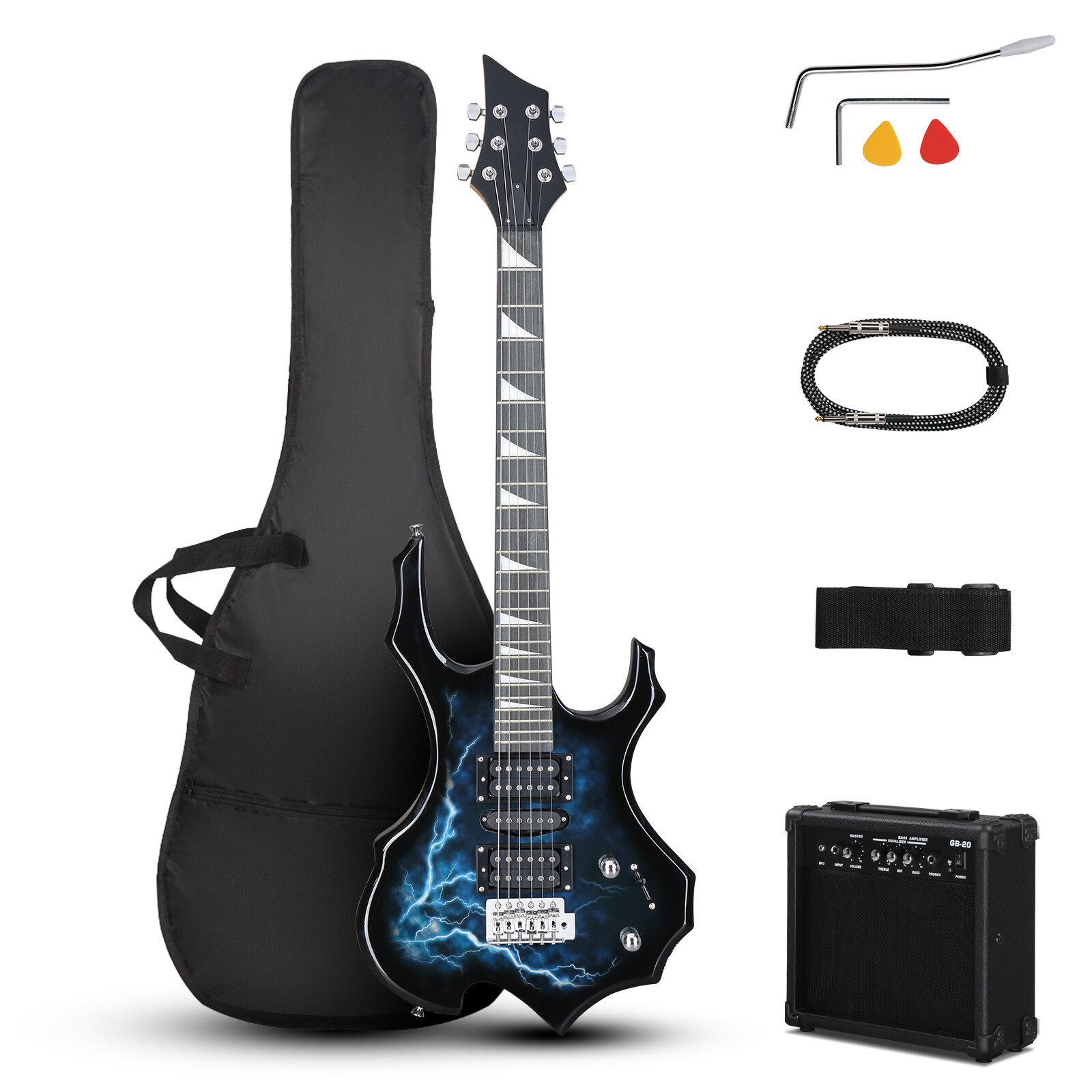 Ktaxon Flame Shaped 39in Electric Guitar 6 String With 20W Amp