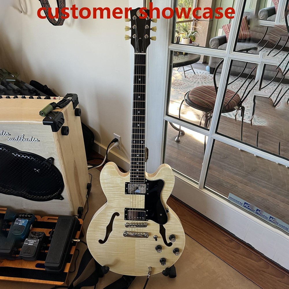DIY Electric Guitar Kits Bone Nuts Hollow Flamed Maple Top Maple Body FREE SHIP