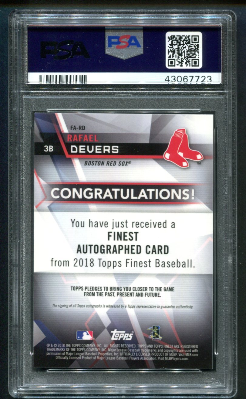 2018 Topps Finest Rafael Devers Orange Refractor RC AUTO 21/25 PSA 10 GEM MINT