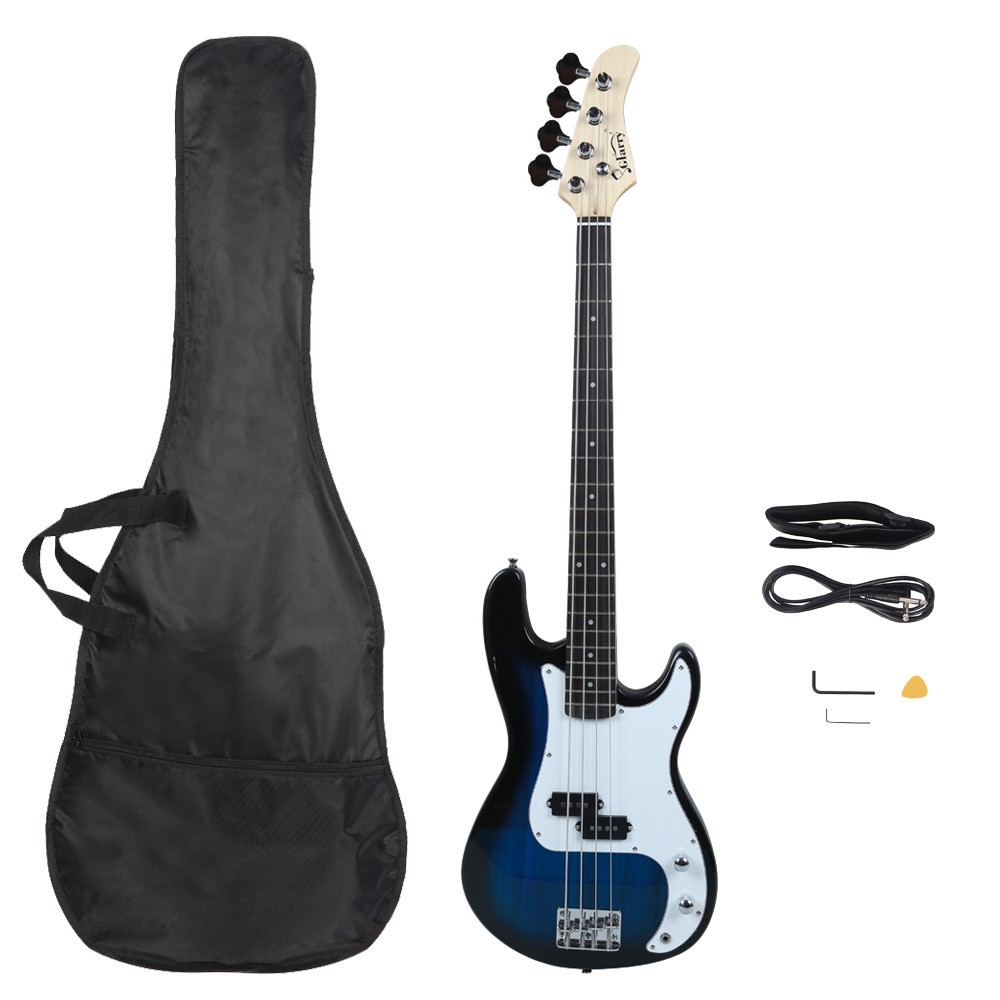 US 45″ Blue Electric Bass Guitar 4-Strings Full Size W/ Bag Strap Pick Cable