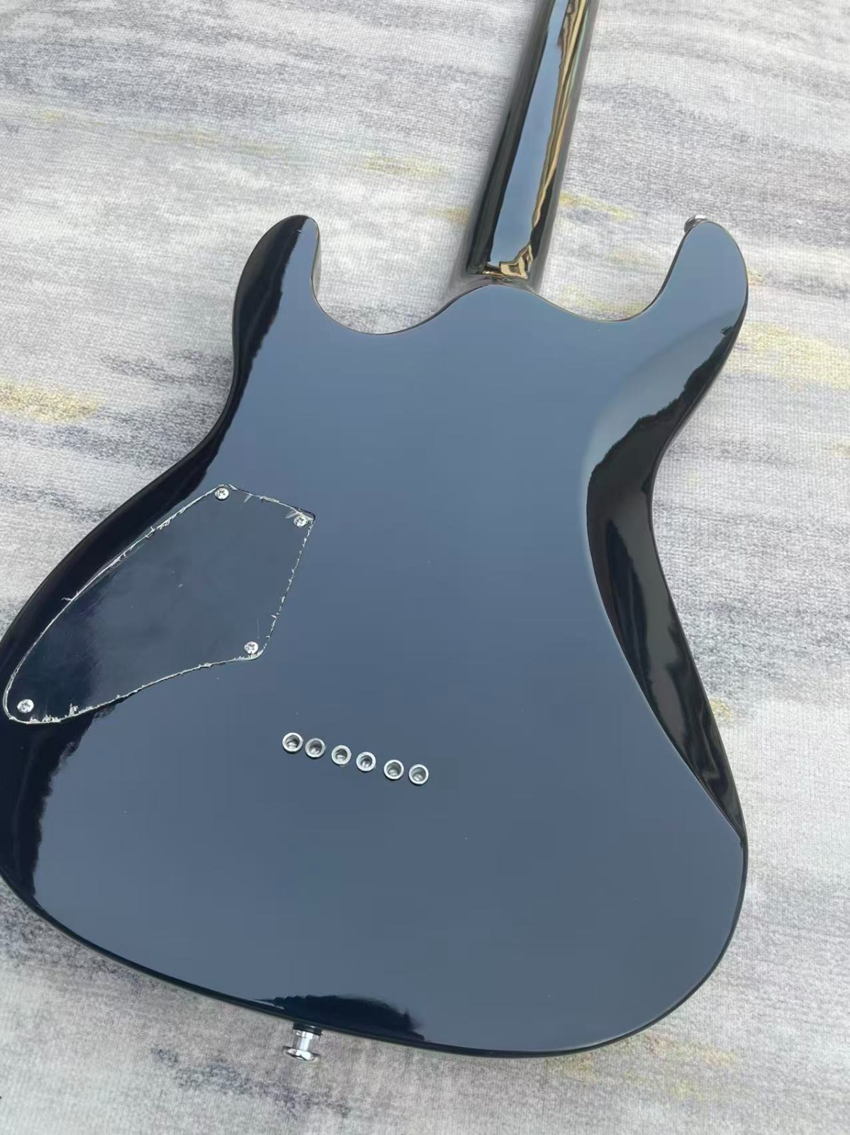Ultra-Thin Black ESP Black Asymmetrical Electric Guitar HH PICKUP 24 tone