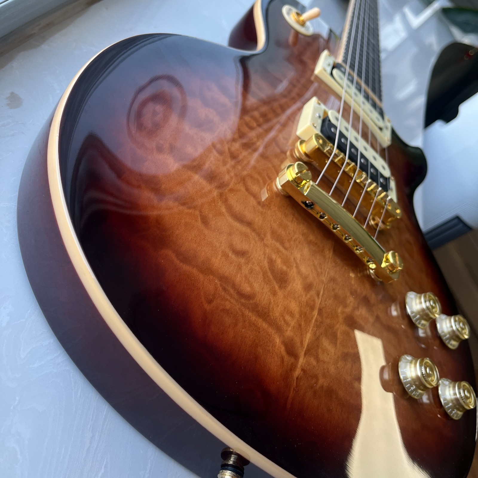 Brown LP Style Electric Guitar Rosewood Fingerboard Zebra pickups