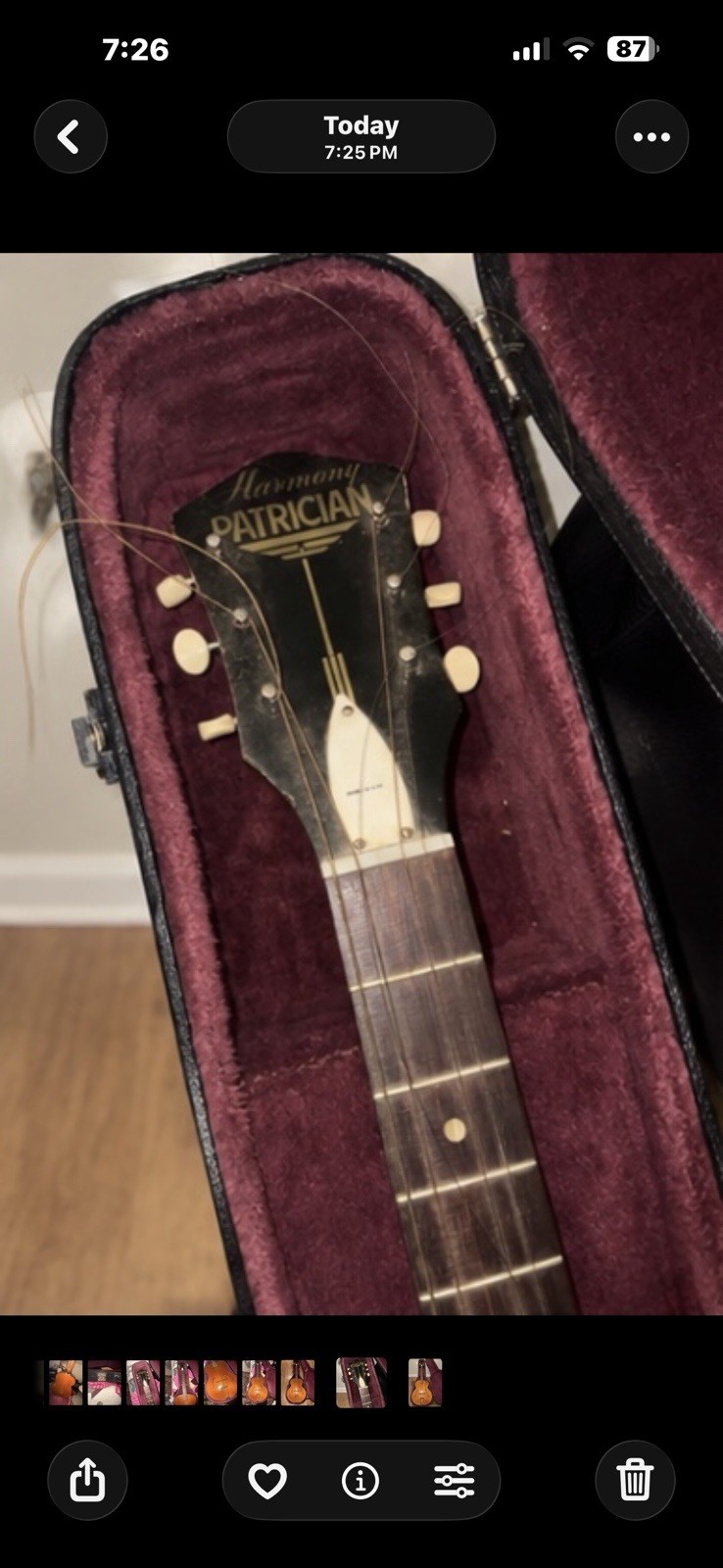 Vintage Harmony Patrician Archtop Acoustic Guitar With Original Hard Case