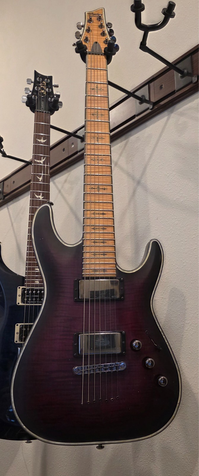2014 Schecter Hellraiser Extreme C-7 Crimson Red Burst Satin 7 String GTR w/Case