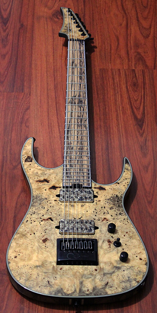 Halo Guitars MERUS 7-string EVERTUNE 🤘🏻 Buckeye Burl Cap Pale Moon Ebony I2263